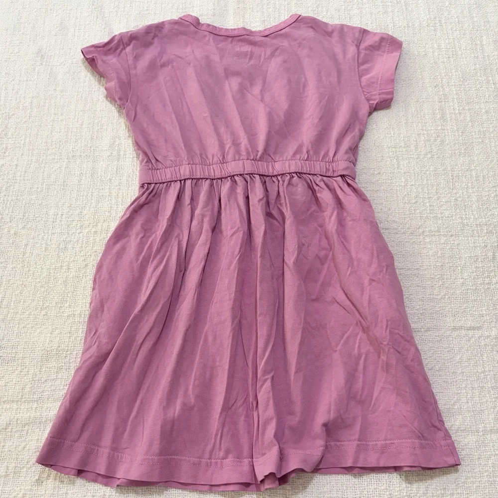 Primary Kids Bundle Purple Cotton Dress & Blue Slub Raglan Top Size 4-5